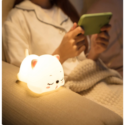 Luminária Mesa Recarregável Noturna Abajur Fofo Silicone Toque Touch Led