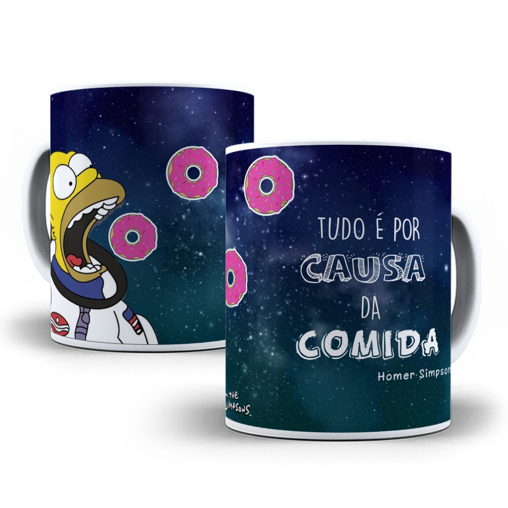 Caneca Personalizada Os Simpsons Tudo Por Conta da Comida Homer Festa Aniversário Qualidade HD 632