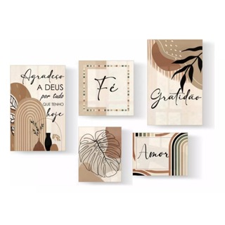 Kit 5 Quadros Decorativos Mdf Frases Amor Fé Gratidão Sala em Oferta na Shopee