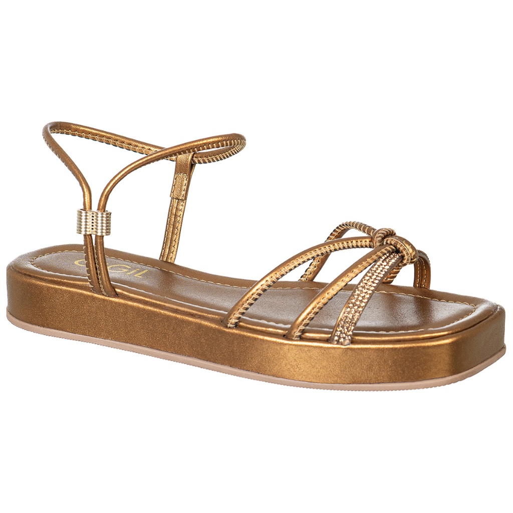 Sandália Feminina Blogueira Papete Dedo Tiras Strass Chinelo Flatform Confortável Original...