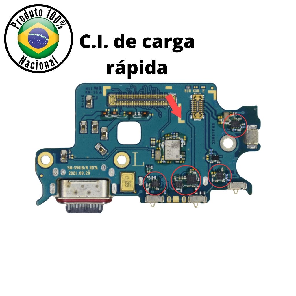 Placa Flex Carga Conector Compatível Galaxy S22 5g (s901) Carregamento Turbo Ori