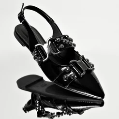 Sandália Slingback Feminina Lumiss Rasteira Sapatilha Confortável Bico Fino Fivela