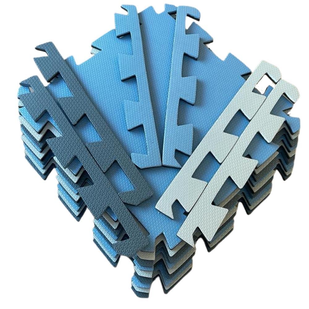 Kit 12 Tatames - EVA Tons de Azul - 50x50x1 cm.