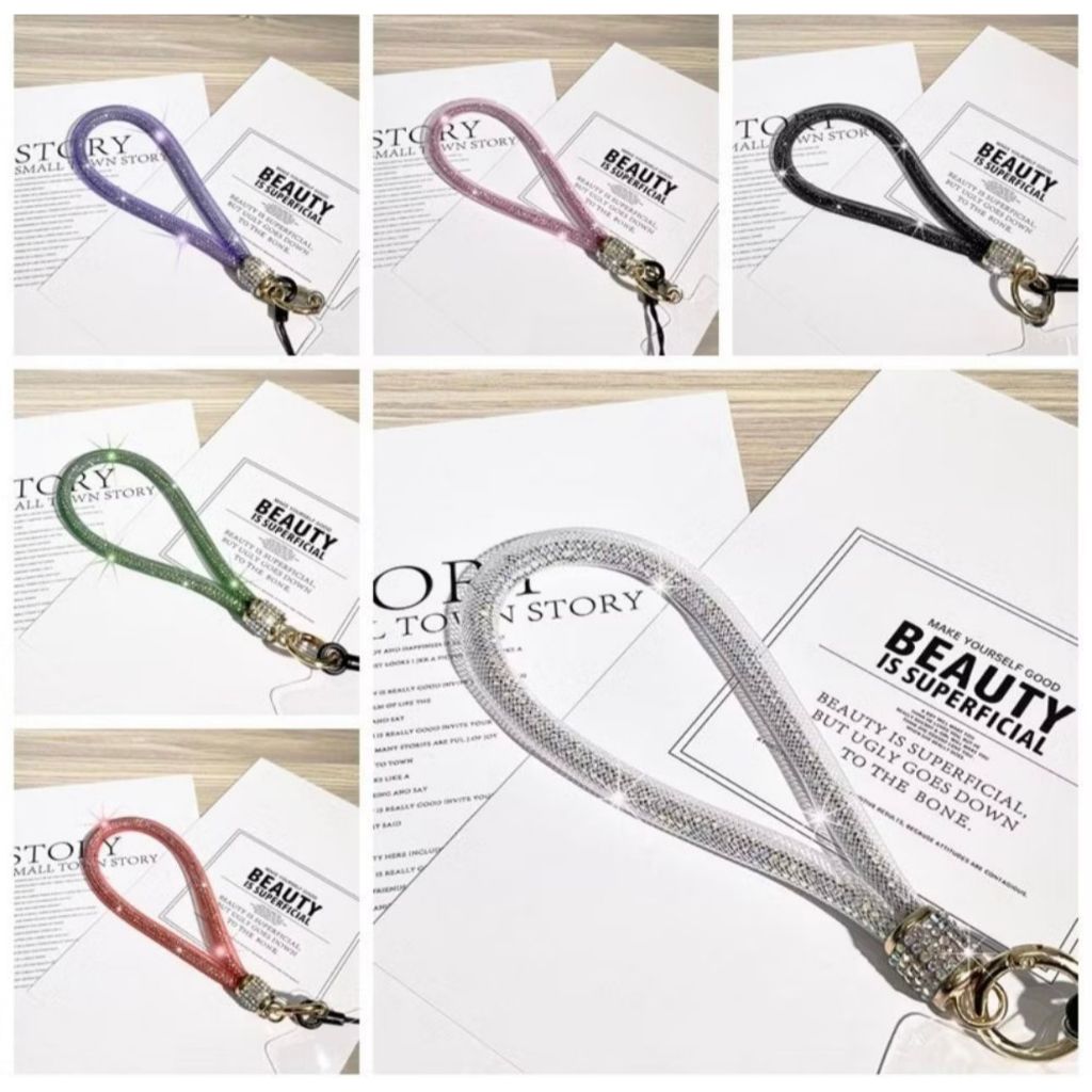 Pulseira Salva Celular Brilho Pedrinhas com Proteção de Redinha Para iPhone Android Cordinha Color em Oferta na Shopee