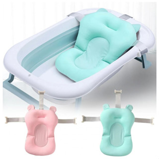 Kit Banheira Dobravel e Almofada Banho Bebe Infantil Silicone Conforto Segurança