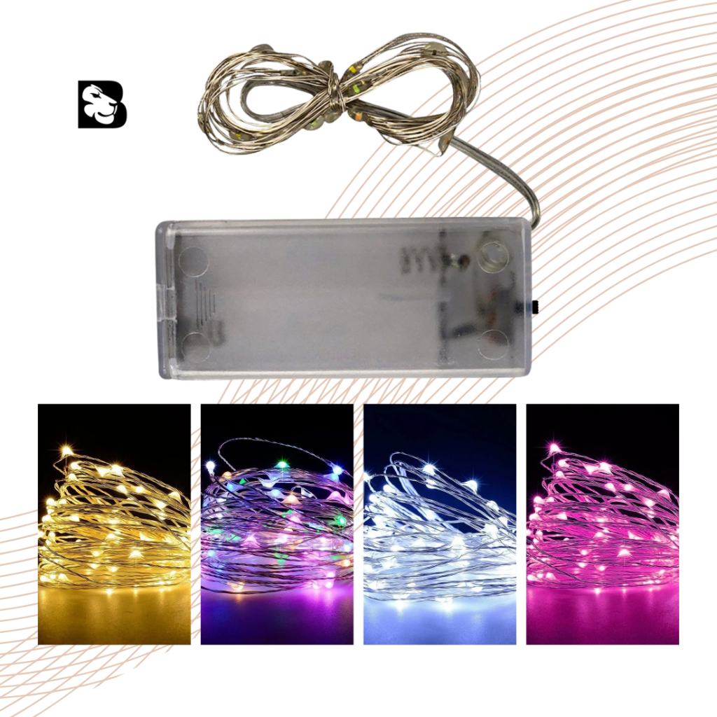 Fio de Fada Led 2, 5 e 10 Metros Decoração Casamento Natal Festa Cordão Luz Rosa Colorido Branco
