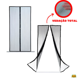 Tela Mosquiteira c/ Feixe Magnético e Velcro p/ Porta Proteção Anti-Mosquito Dengue Zika 1...
