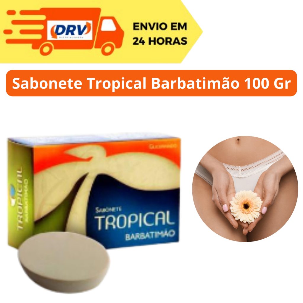 SABONETE EM BARRA GLICERINADO BARBATIMÃO ANTIBACTERIANO ANTIOXIDANTE TROPICAL 100 GR