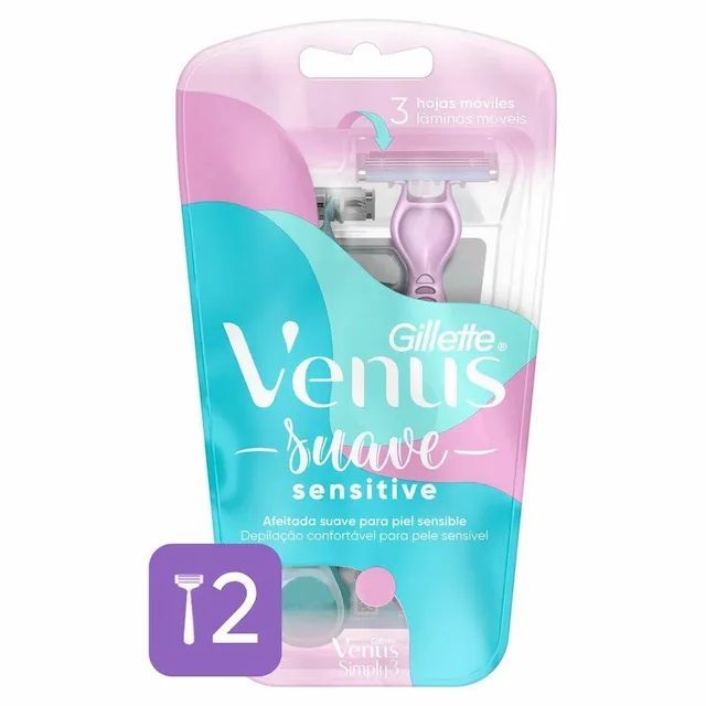 Aparelho para Depilar Gillette Venus Suave Simply3 Sensitive C/2 Unidades