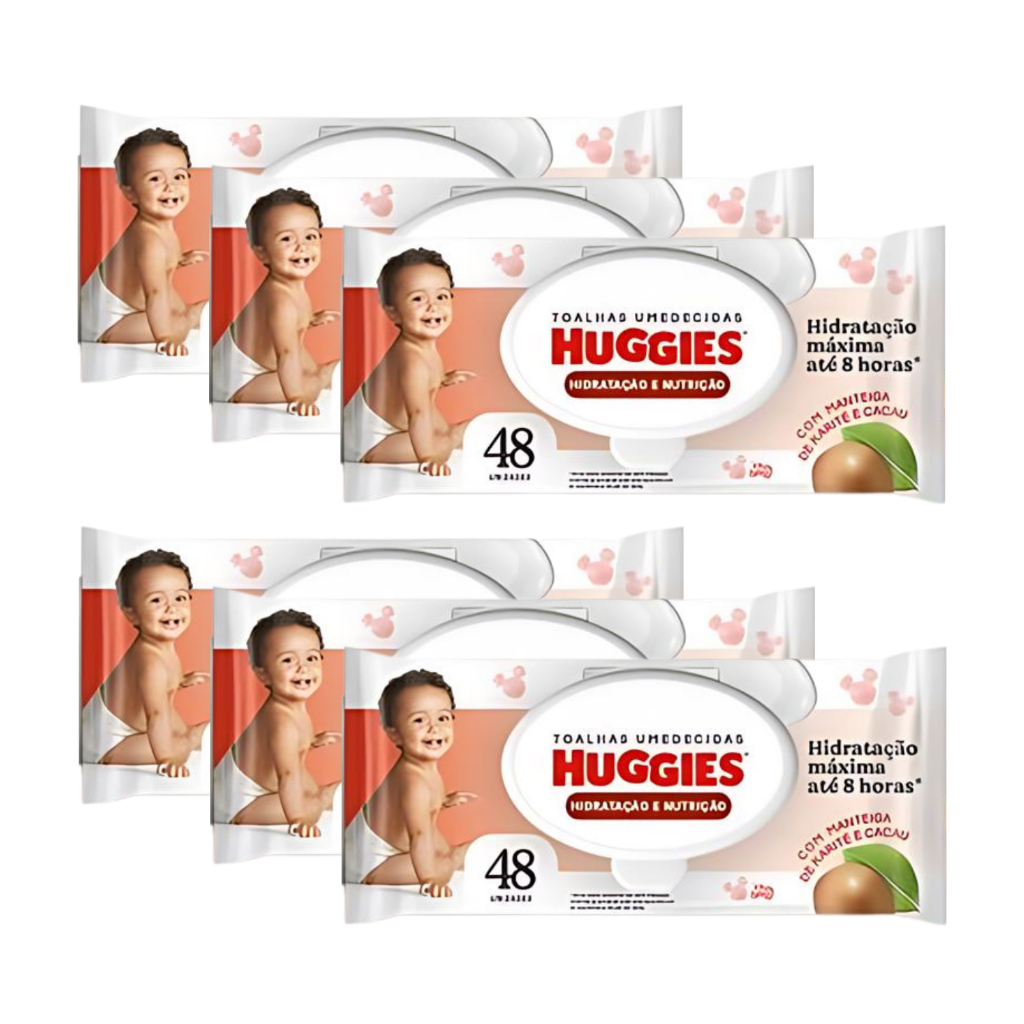 Kit 6x Lenço Umedecida Huggies Hidratação e Nutrição 48un