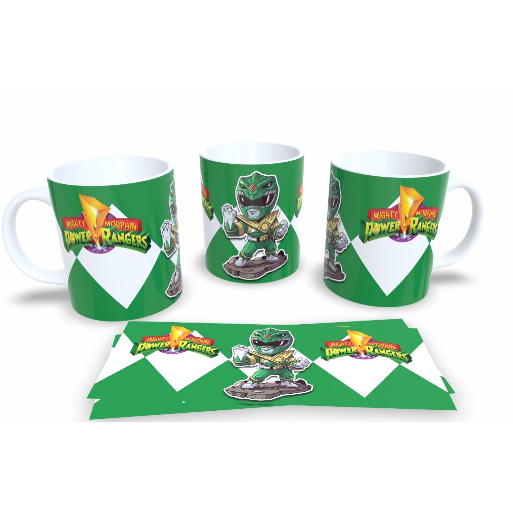 Caneca Personalizada Com Nome Power Ranger Verde Infantil Escolinha Aniversário Presente Full HD 655