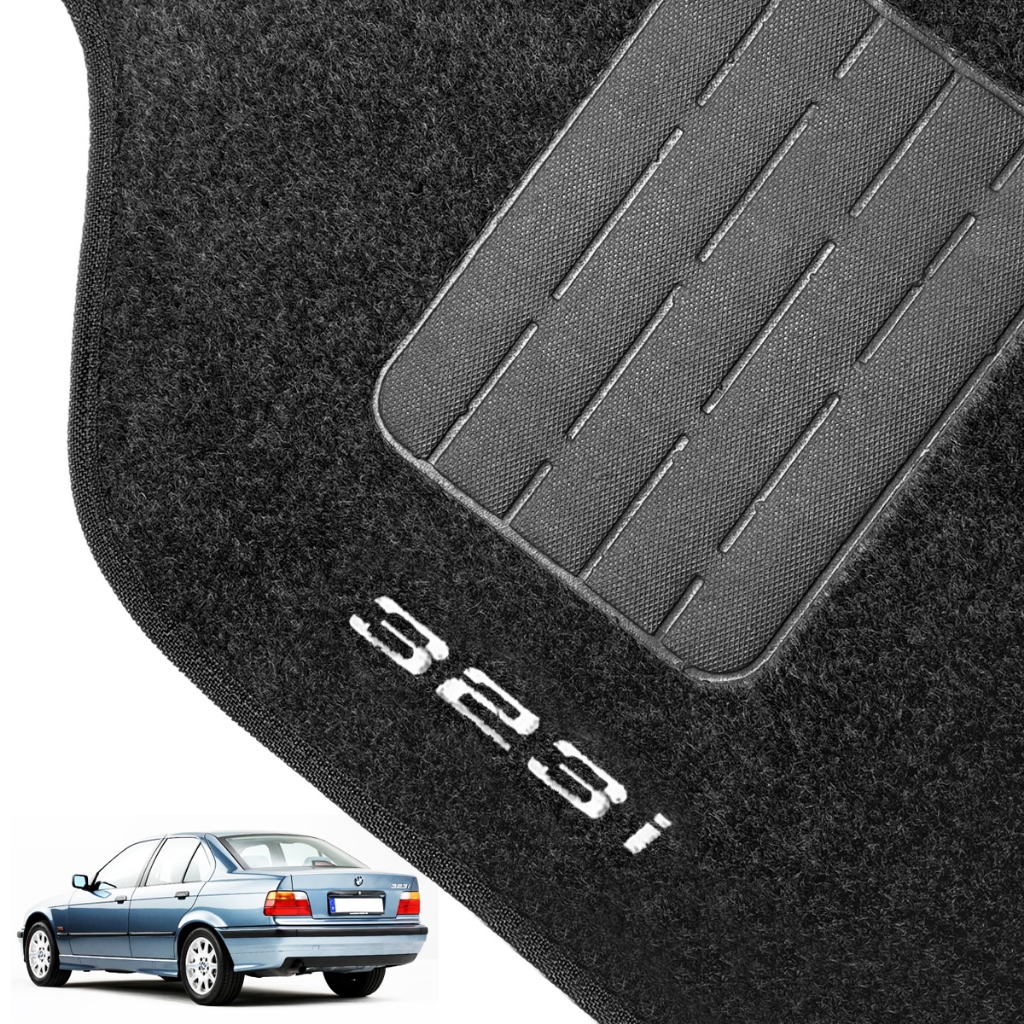 Tapete Carpete Bordado 323i 1997/1998 Cinza Escuro - Confort