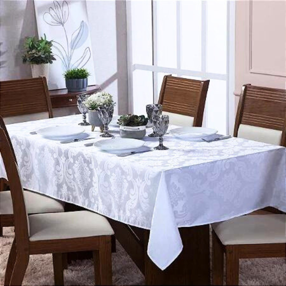 Toalha De Mesa 4 ou 6 Lugares Jacquard Tecido Cozinha