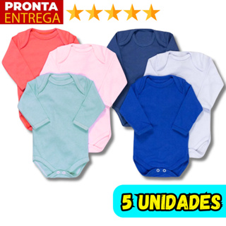 Kit 5 Unidades Body Manga Longa Bebê Infantil em Oferta na Shopee