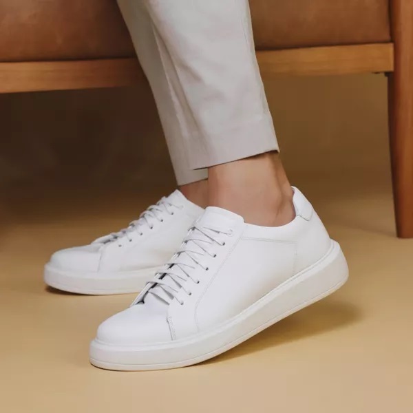 Tênis Masculino Tenis Branco Do Momento Tênis Masculino Com Solado Alto E  Coroa Branco