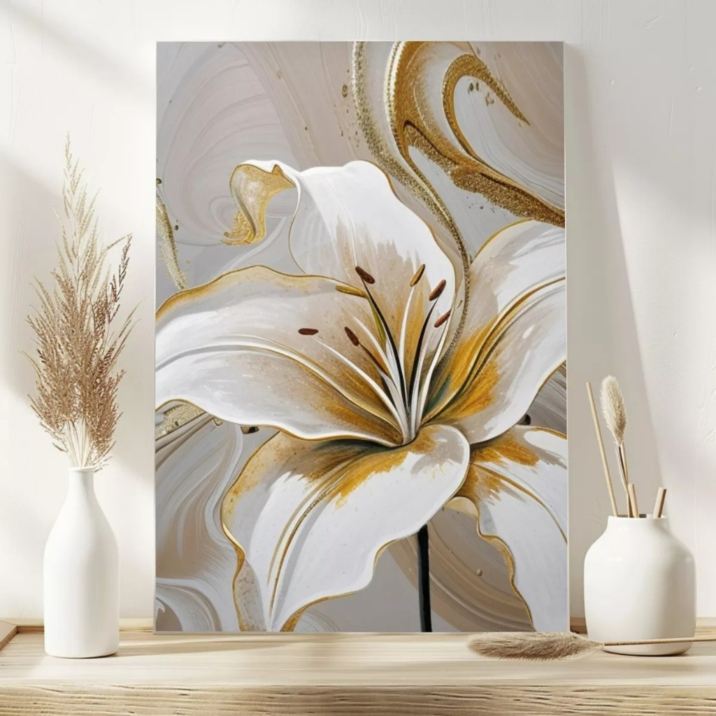 Quadro Decorativo Escritório Flor Luxo Boho Para Sala Quarto Escritório Abstrato Cozinha - Grande Flutuante Minimalista Abstrato