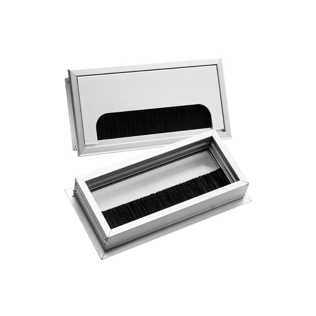 Passa Cabos De Mesa Anodizado Fosco 80x160mm Retangular
