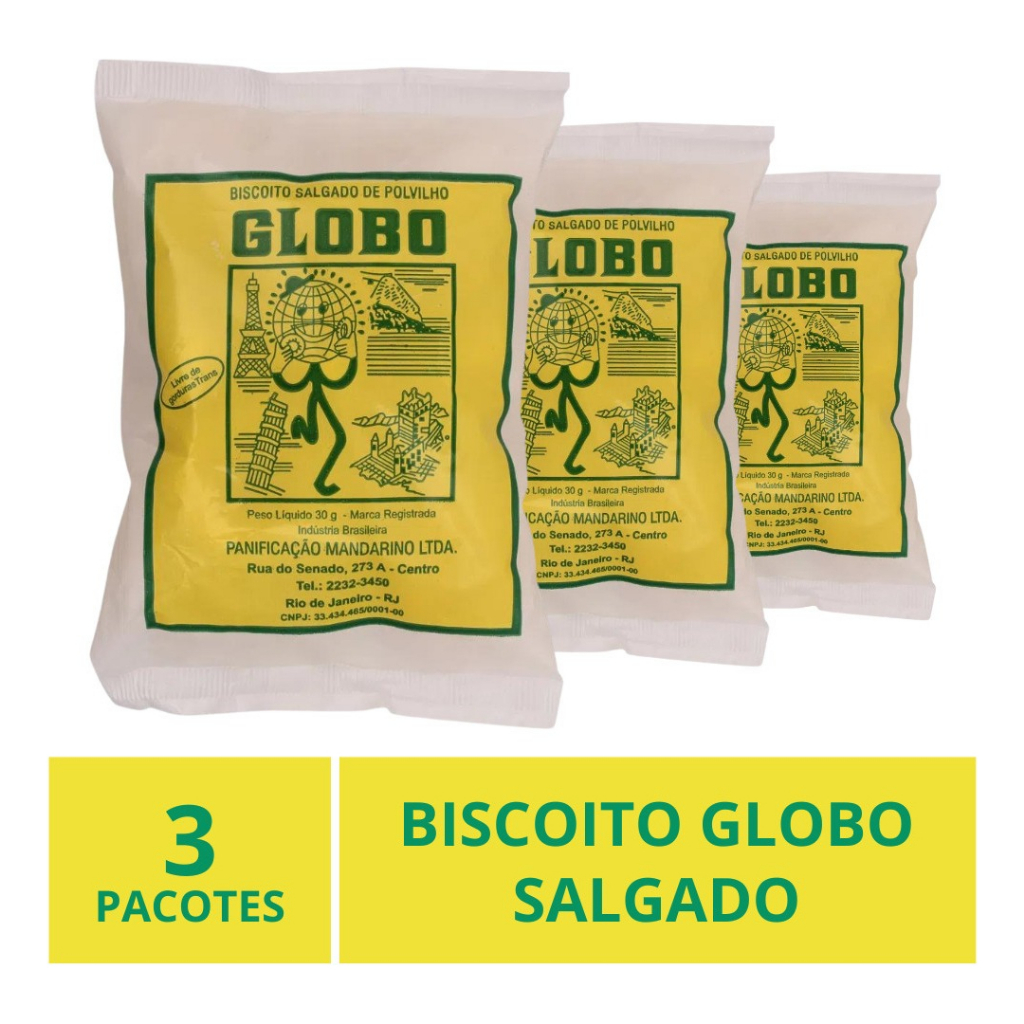 Biscoito Globo Salgado Kit com 3 Unidades Crocância Biscoito Sensação das Praias Cariocas