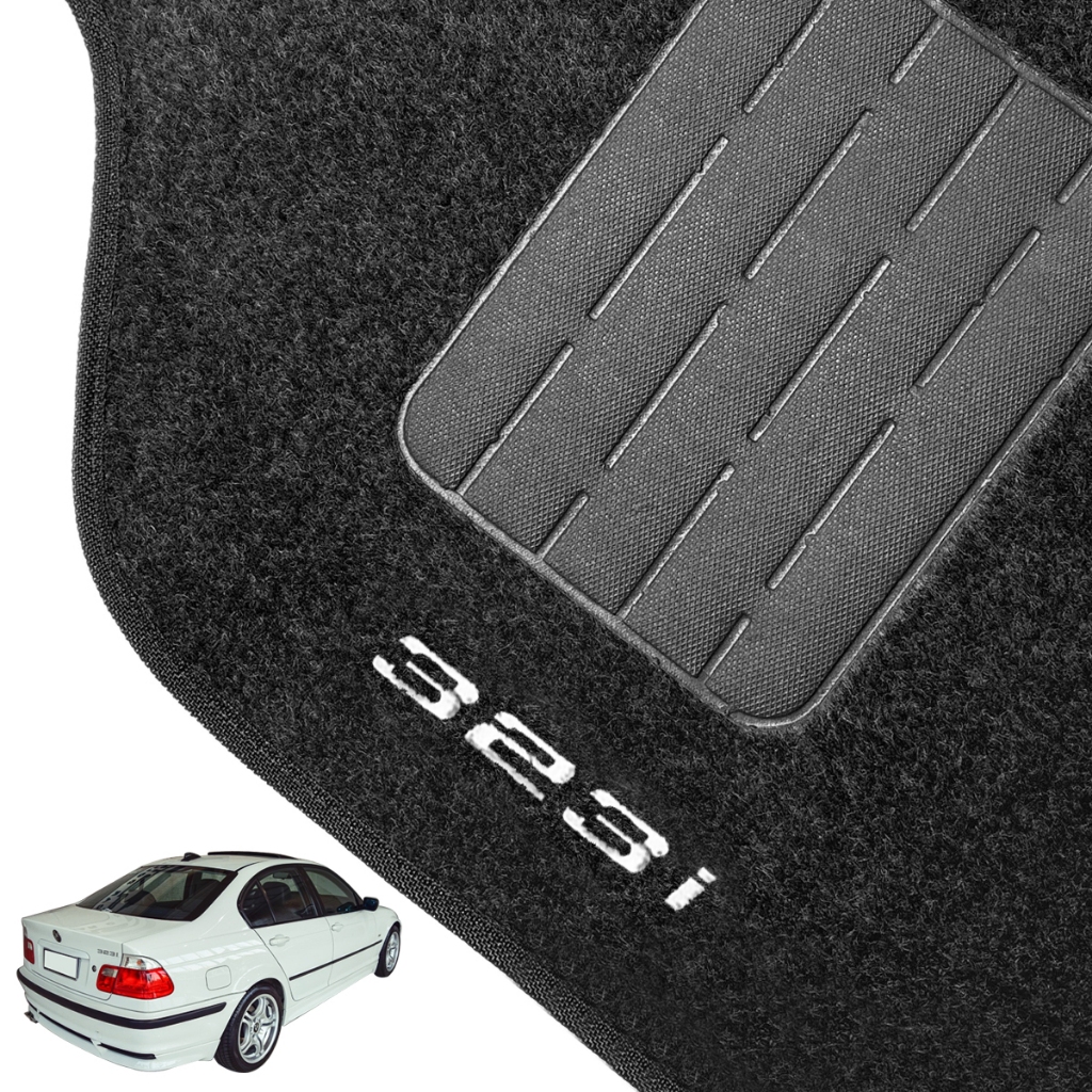 Tapete Carpete Bordado 323i 1999/2001 Cinza Escuro - Confort