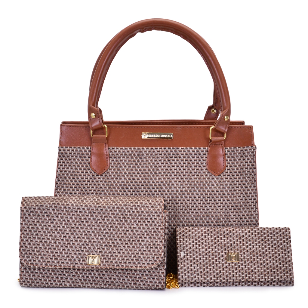 Bolsa Feminina Satchel Pasta de Ombro Tote + Carteira + Balada Executiva Kit com Tres Peças