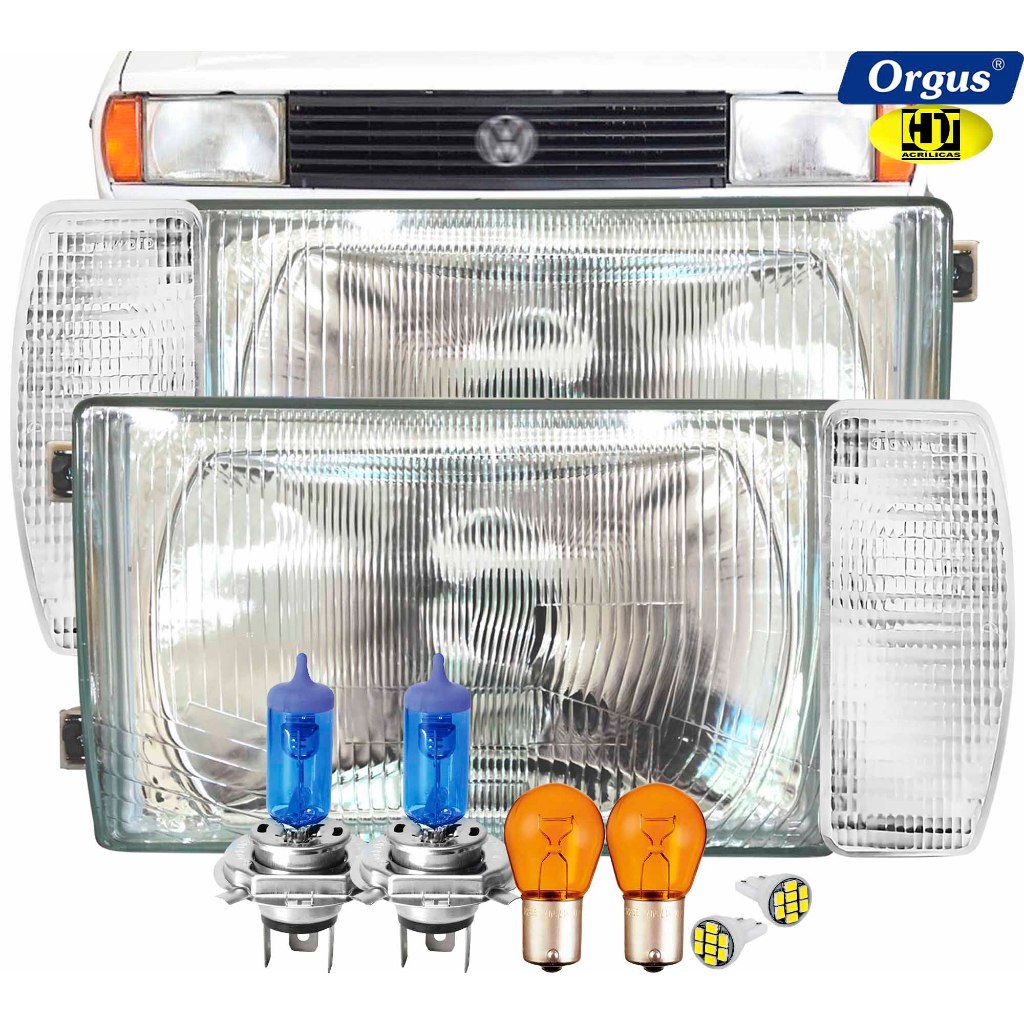 Farol Voyage Parati 1981 1982 1983 a 1986 Gol Saveiro 1985 1986 Lente Vidro com Setas e Lâmpadas
