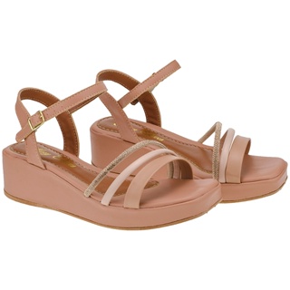 Sandália Feminina Anabela com Tira de Strass Confortável em Oferta na Shopee