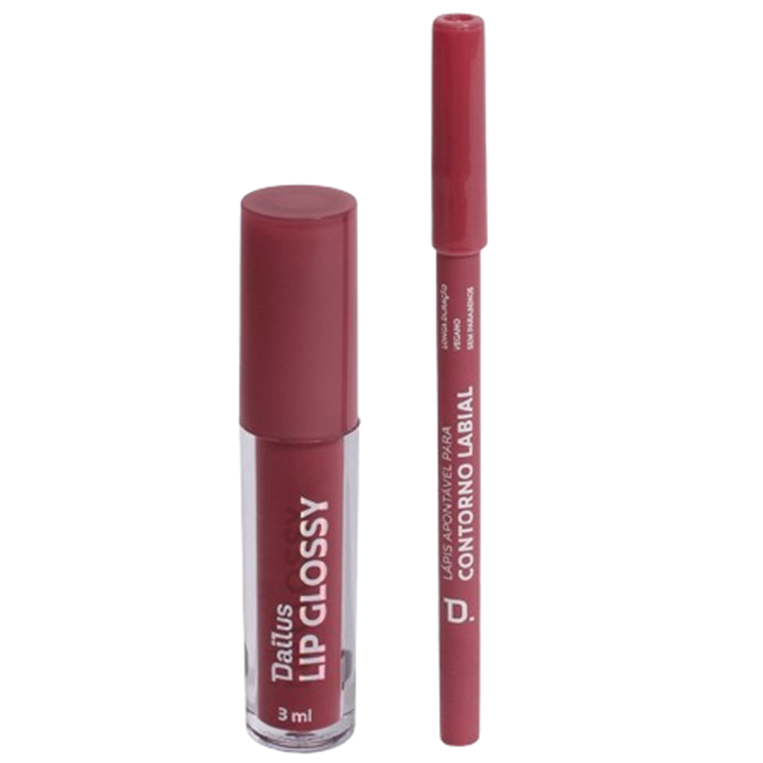 Kit Lápis Contorno Labial + Lip Glossy Dailus *Textura Leve*