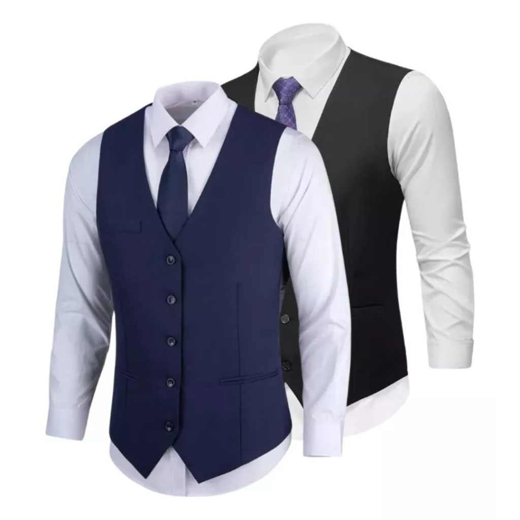 Kit 2 Colete Social Masculino Oxford Premium Ajustável - P/ Baristas e Garçons