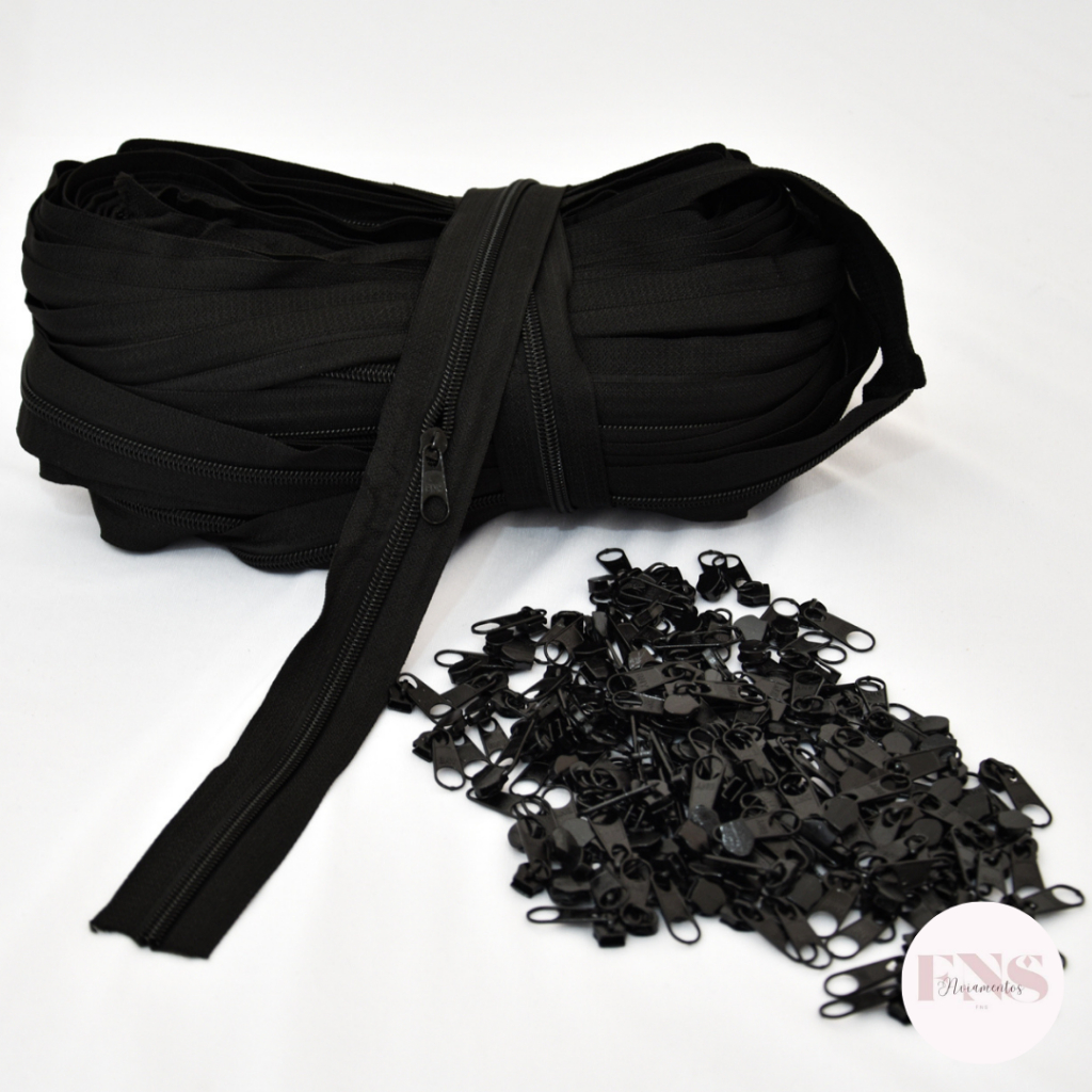 100 Metros De Zíper Nylon - Número 3 Com 100 Unidades De Cursor em Oferta na Shopee