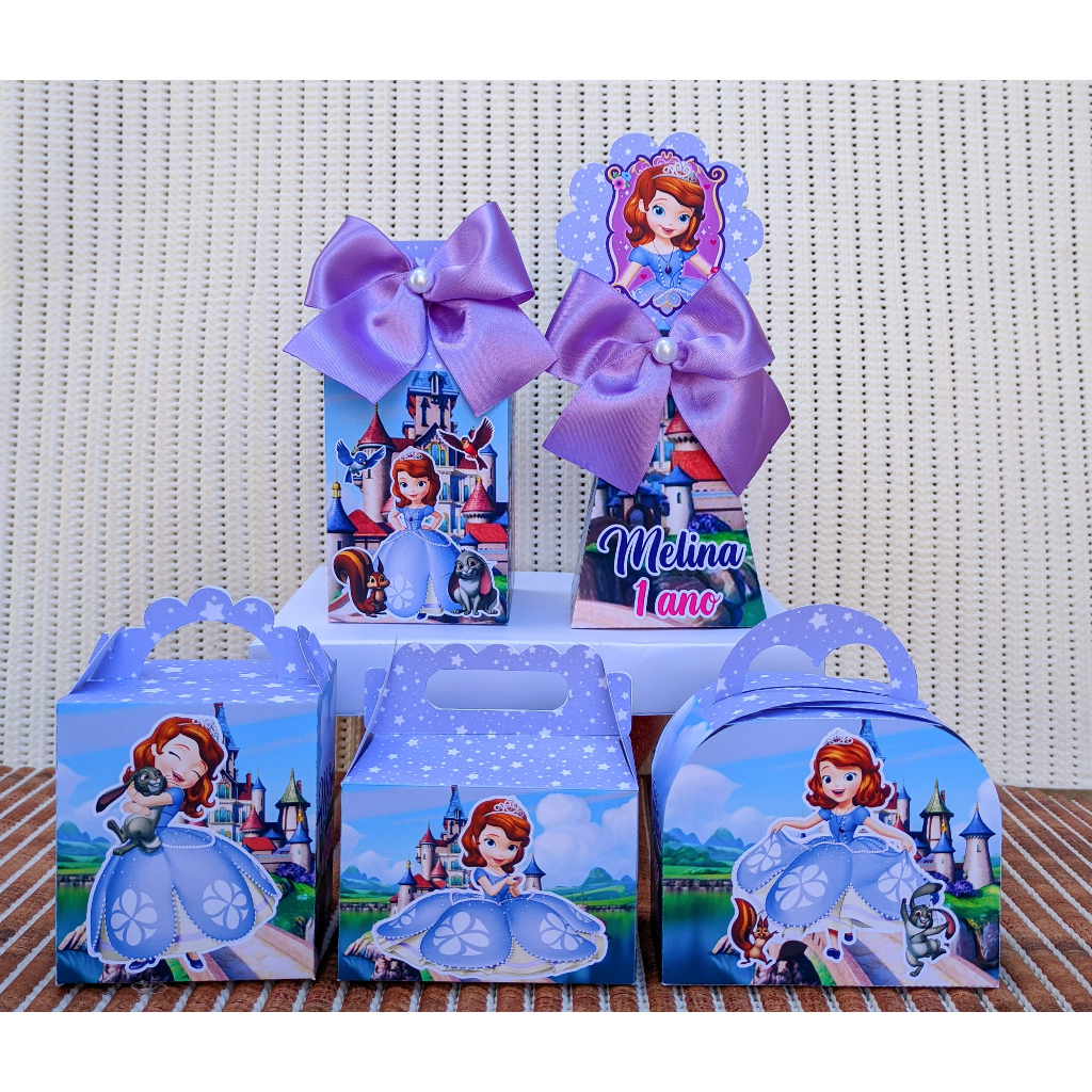 Kit Festa Princesinha Sofia Personalizados Lembrancinhas Caixinhas para festa PEGUE E MONTE