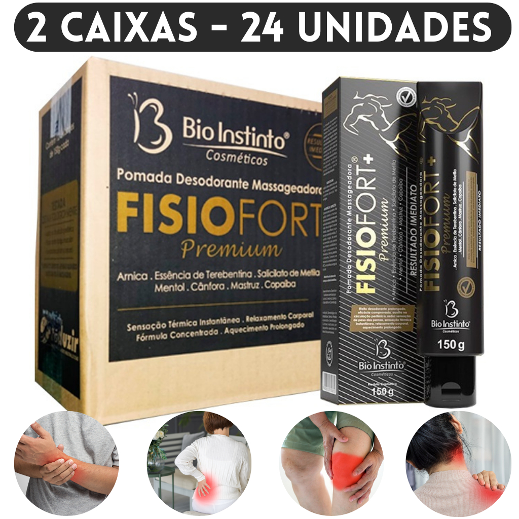 24 Pomada Fisiofort Premium Preta Verde Canela de Velho Milagrosa Bio Instinto Apinil 150g