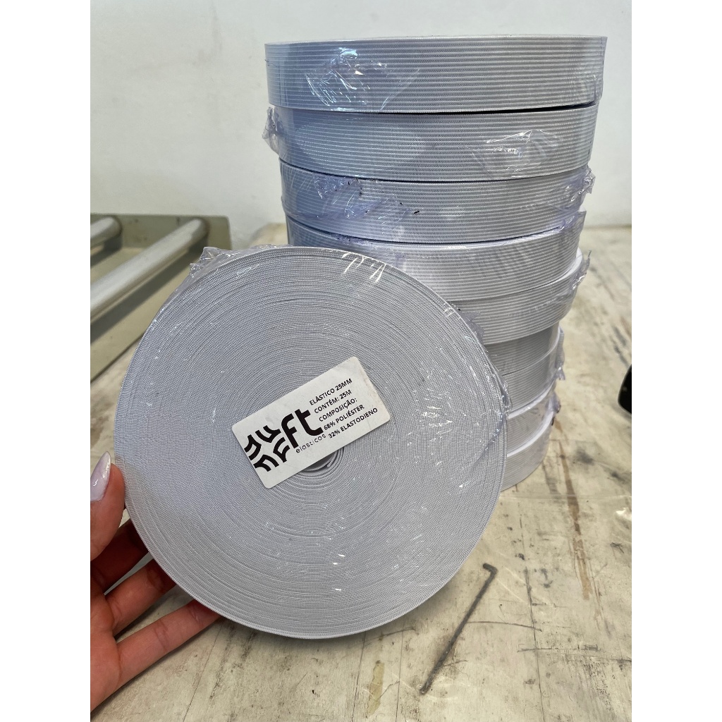 KIT 10 ELASTICO 25 METROS EMBUTIR ROUPA PARA COSTURA VESTUARIO em Oferta na Shopee