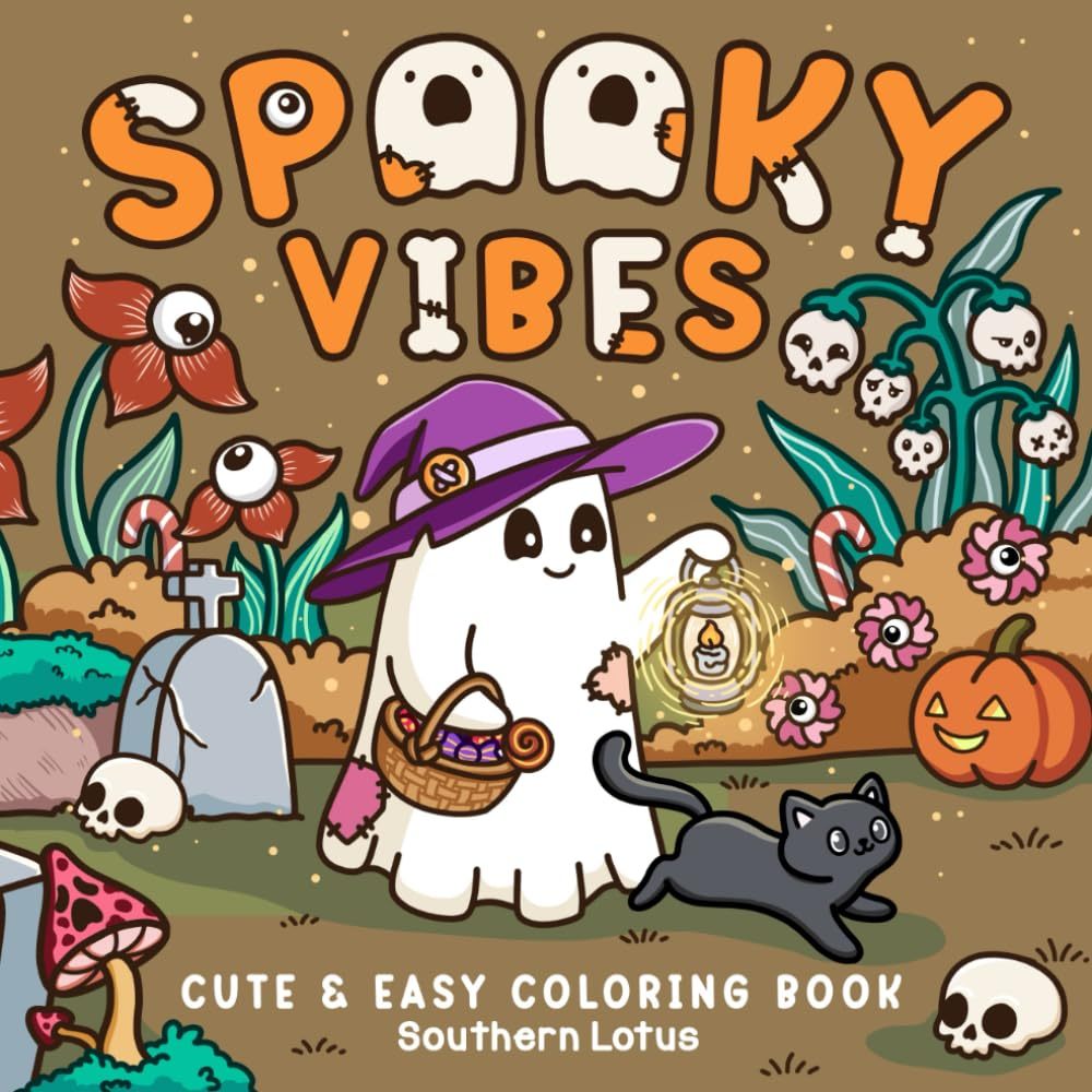 Kit 40 Desenhos Para Pintar E Colorir Ilustrações do livro Spooky Vibes - Folha A4 Inteira! 1 Por Folha!