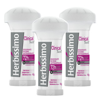 Kit 3 unid - Desodorante Twist Antitranspirante Herbíssimo Clinical Rosa 45G em Oferta na Shopee