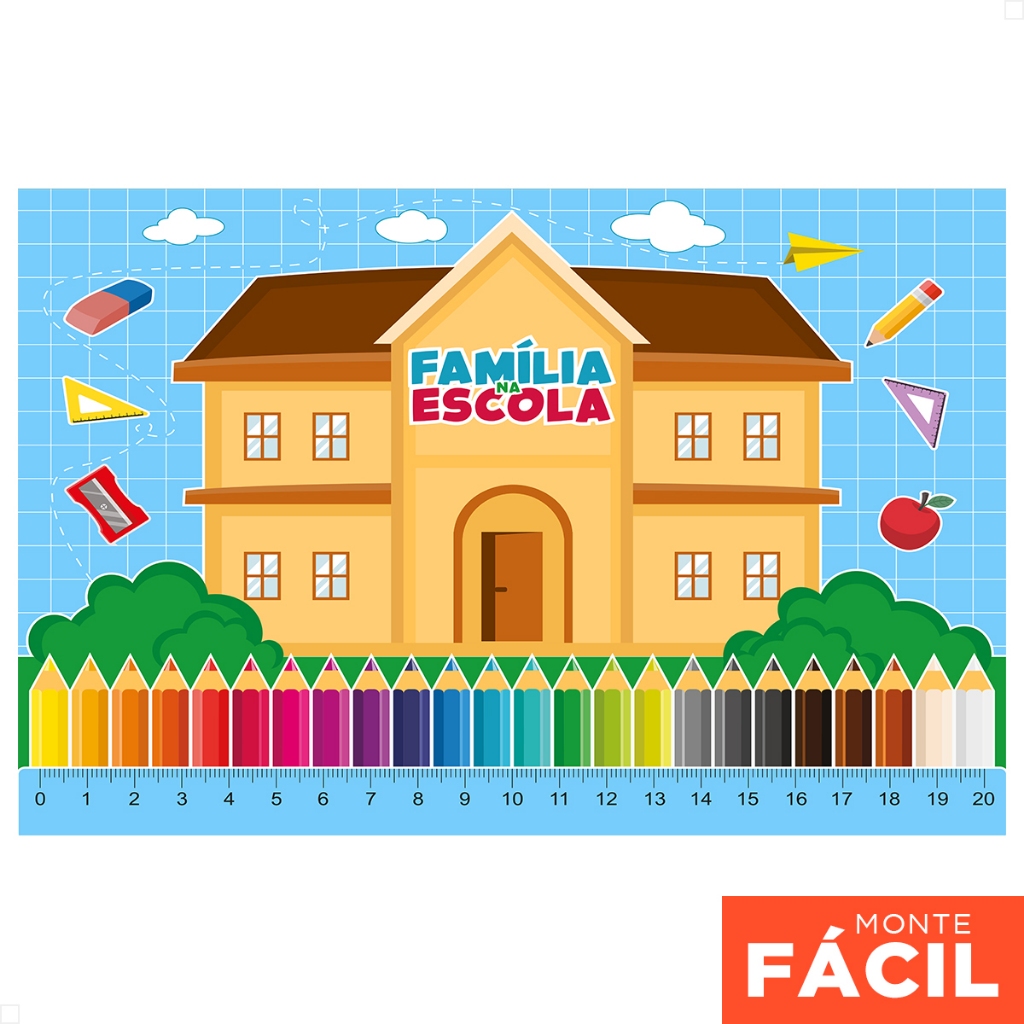 Painel Retangular Horizontal Família Na Escola Sublimado 3D Em Tecido em Oferta na Shopee
