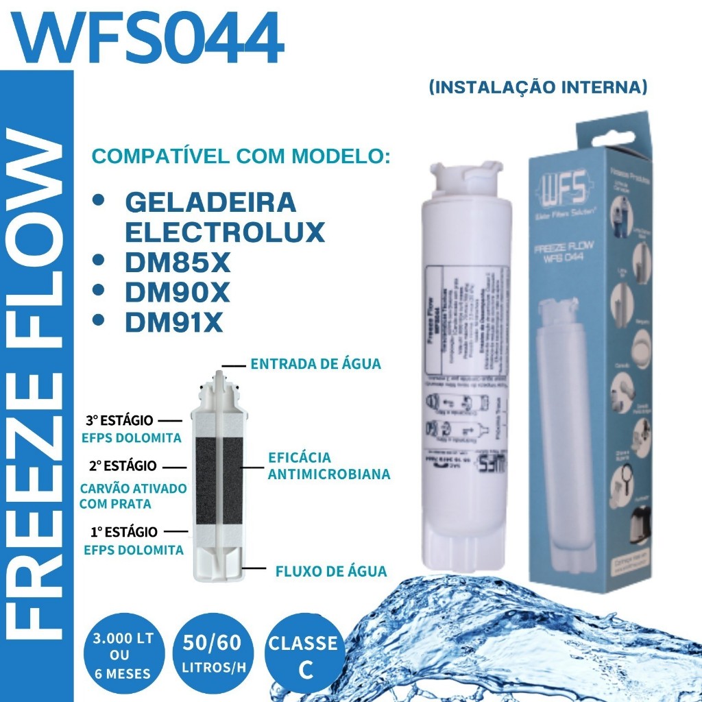 FILTRO DE AGUA WPS044 COMPATIVEL COM GELADEIRAS ELECTROLUX