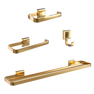 Kit Acessórios Para Banheiros 4 Peças Para Lavabo Dourado Gold Banheiro em Oferta na Shopee