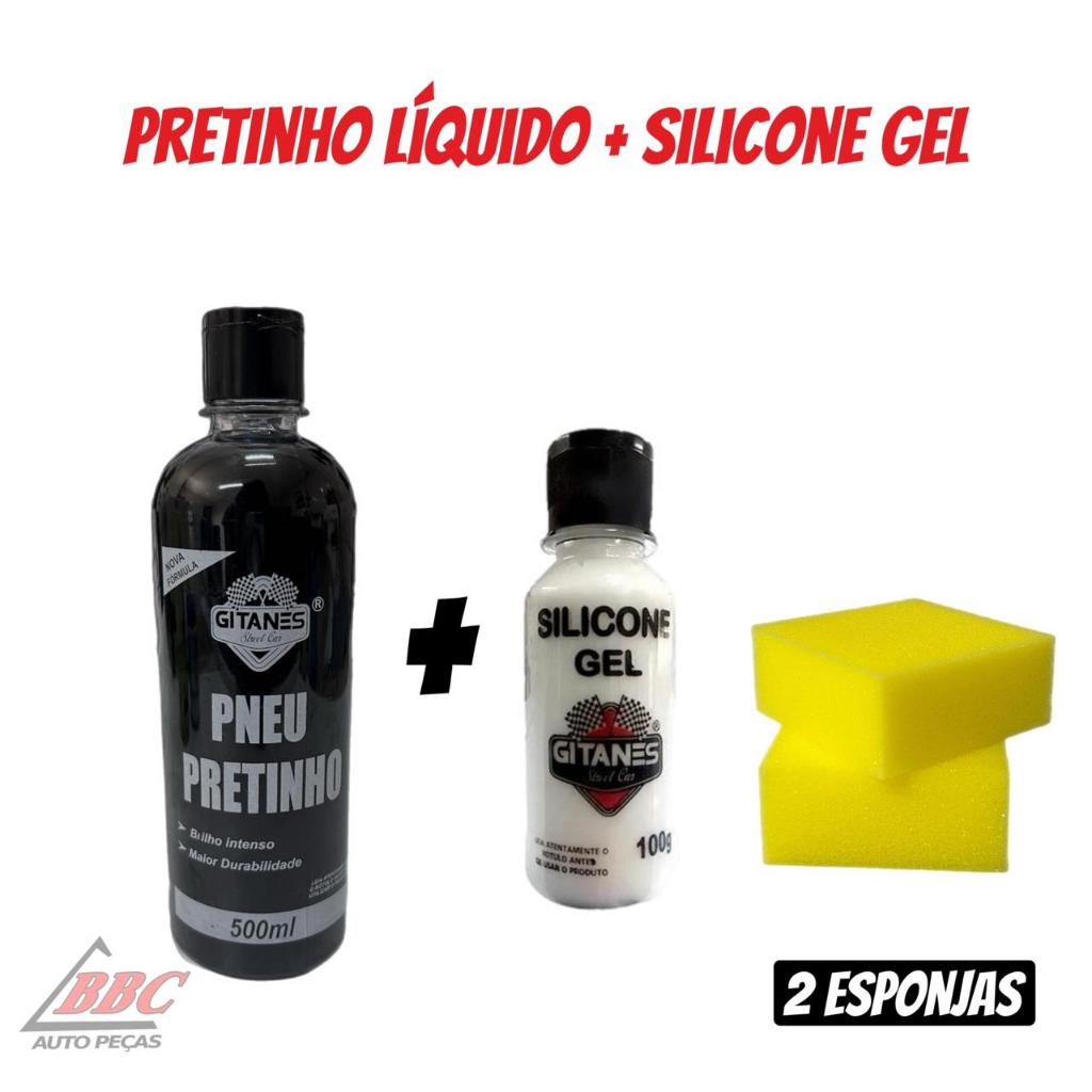 Kit Limpeza Automotiva - 1 Pretinho Liquido 500ml - 2 Esponja Aplicadora - 1 Silicone Gel 100g em Oferta na Shopee