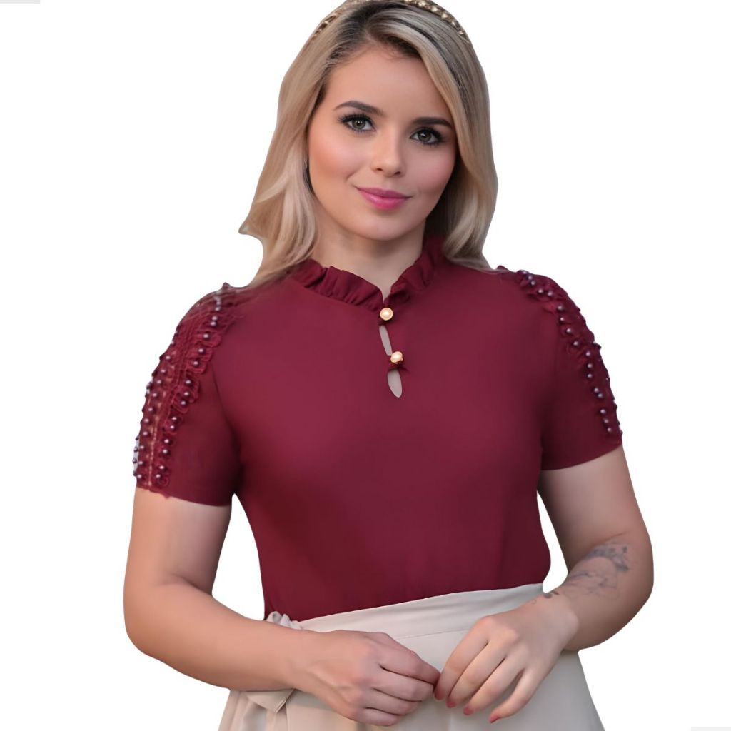Blusa Social Feminina Manga Curta Evangélica Blusas Femininas Blusas evangélicas Blusas Social Blusas Atacado