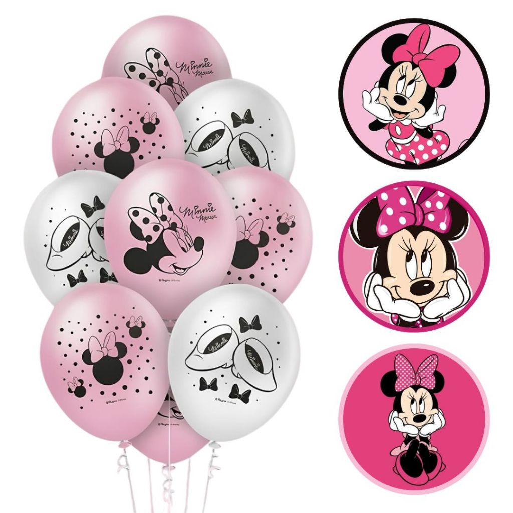 25~125 BALAO LATEX REDONDO 9 pol. MINNIE MOUSE ROSA Regina// em Oferta na Shopee
