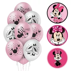 25~125 BALAO LATEX REDONDO 9 pol. MINNIE MOUSE ROSA Regina// (CHOCO)