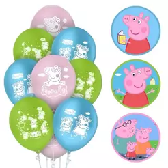 25~125 BALAO LATEX REDONDO 9 pol. PEPPA PIG CLASSICA REGINA (CHOCO)
