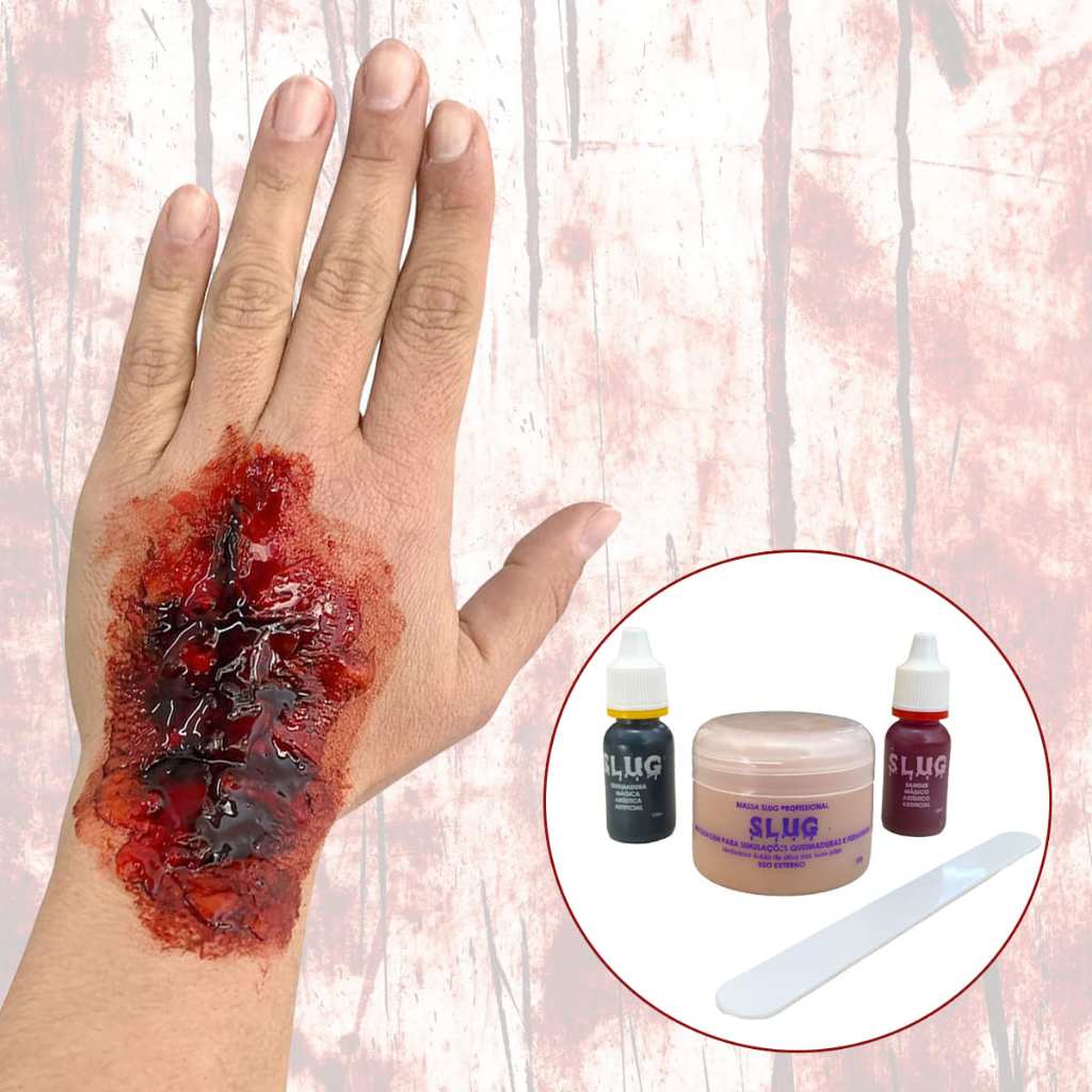 Kit Mágico Slug Maquiagem de Terror Halloween Cosplay Machucados Feridas