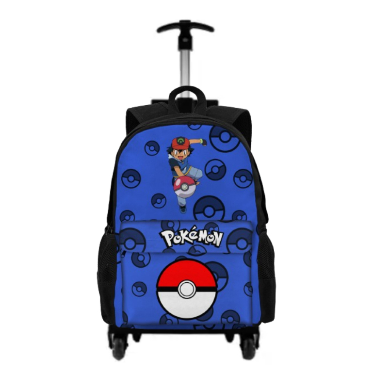 Mochila Pokemon Bolsa Com Rodinha Carrinho Escolar Desenho Anime Criança Infantil Volta As Aulas