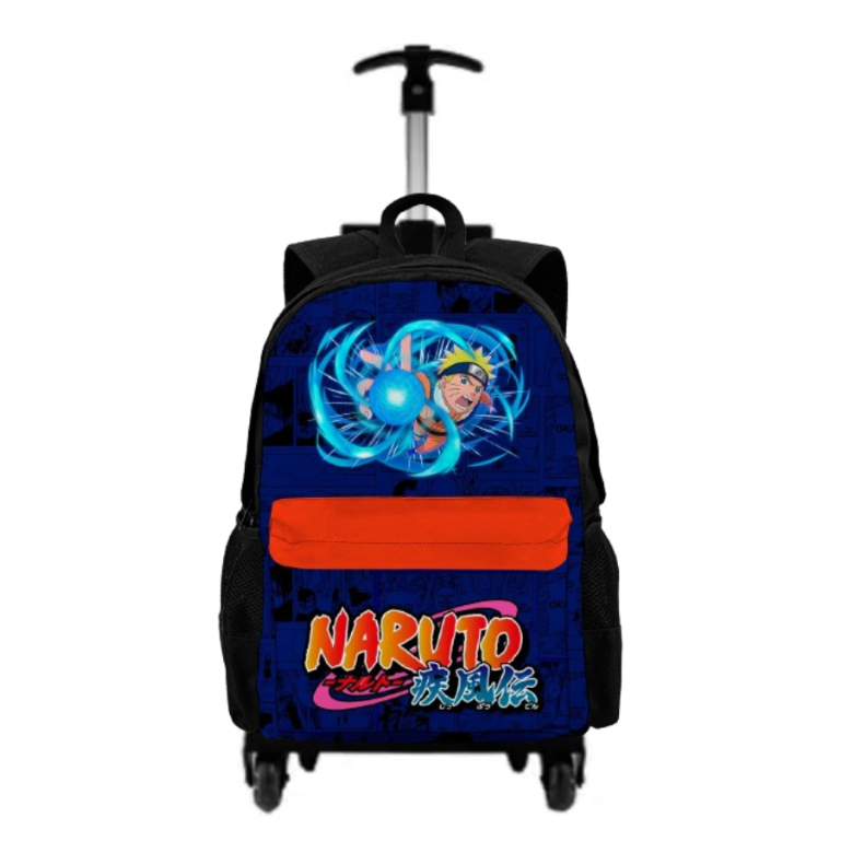 Mochila Escolar Bolsa Naruto Carrinho De Rodinha Para Criança Anime Escolar Desenho Volta As Aulas