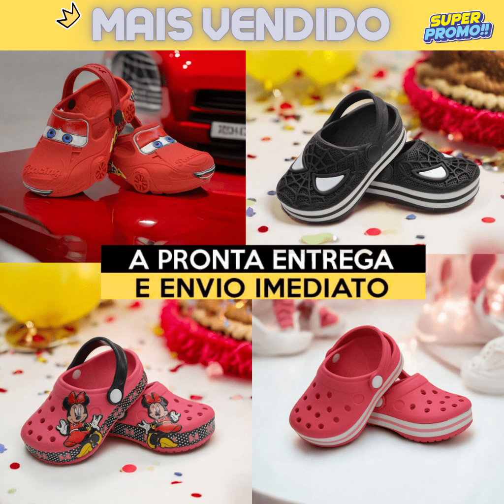 Babuche Infantil Personagens Carros Aranha Menino Menina