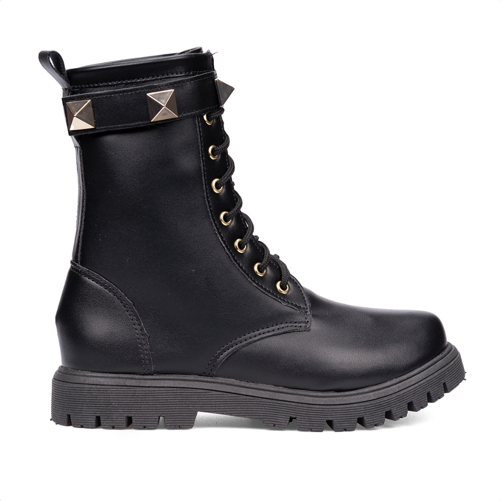 Bota coturno Infantil Menina Tratorado Cano Alto Spike Moda