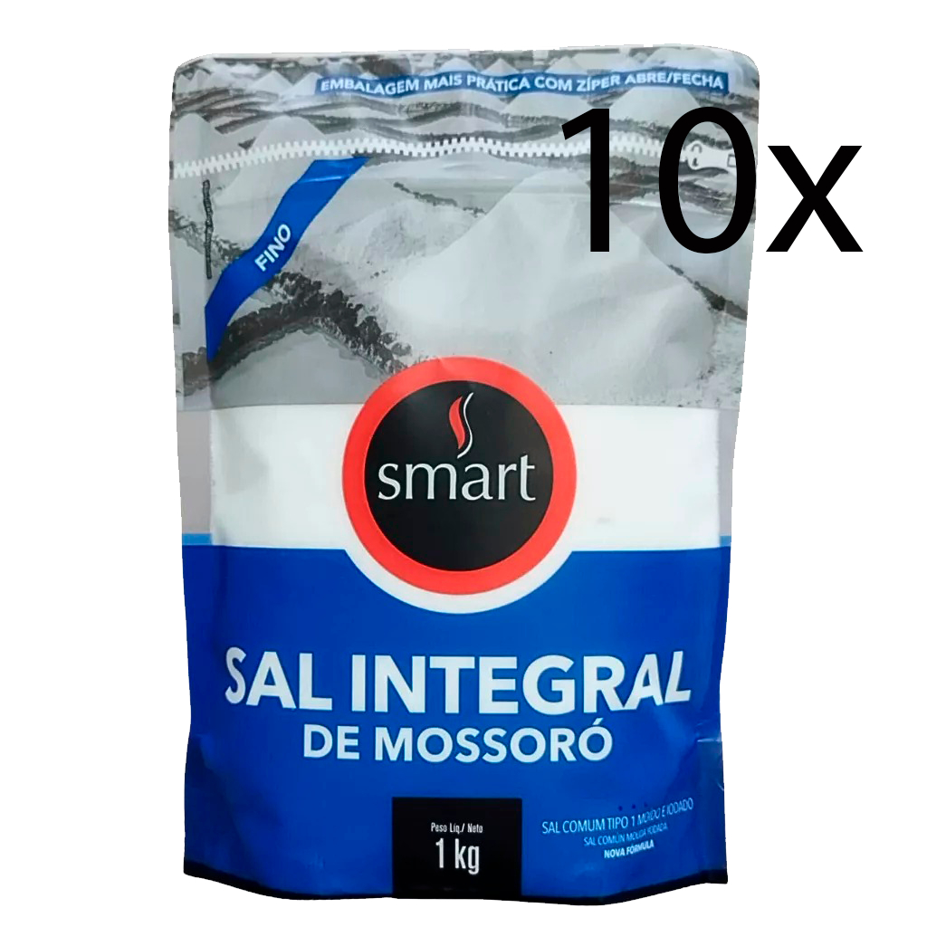 Kit 10 Sal Integral Fino 1kg - Smart em Oferta na Shopee