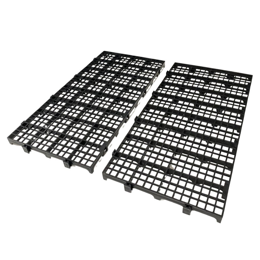 Kit 2 Peças Paletes Estrado Piso Plástico Reforçado Preto 2,5x20x50 Cm Indústria Estoque