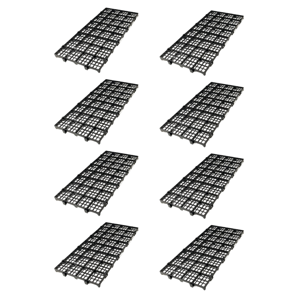 Kit 8 Peças Palete Estrado Piso Plástico Reforçado Preto 2,5x20x50 Cm Indústria Estoque